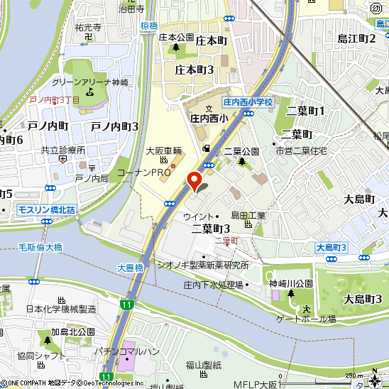北大阪トラックタイヤセンター豊中店付近の地図